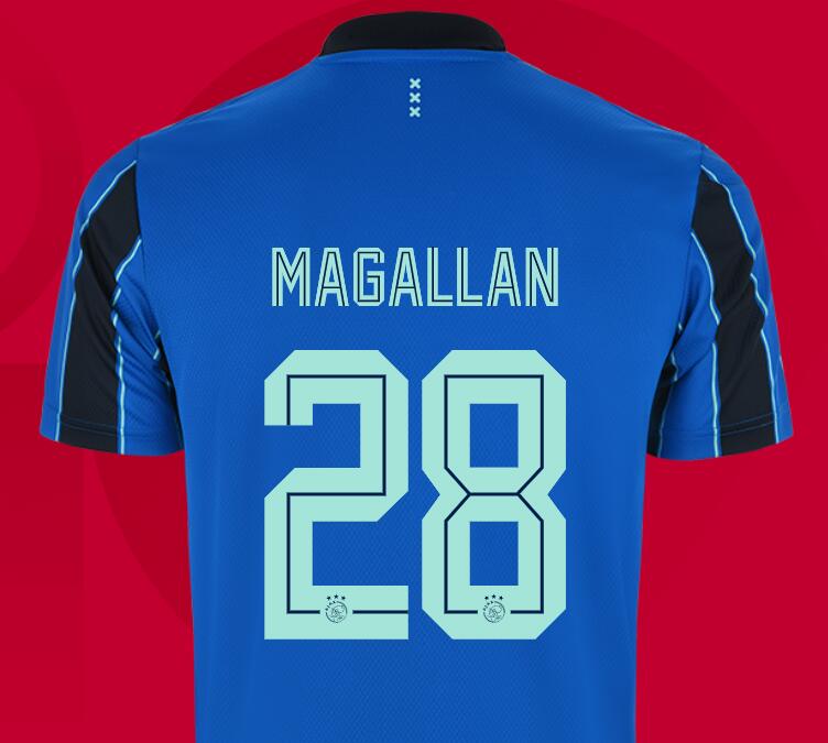 2021/22 Ajax Away Kit Soccer Jersey with MAGALLAN 28 printing